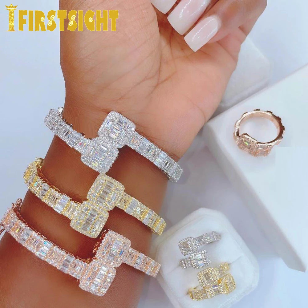 New Iced Out Open Square Zircon Charm Bracelet – Gold & Silver Color Hip Hop Bangle for Men & Women - Image 4