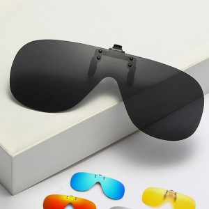 Flip-Up Clip-On Polarized Sunglasses – Oversized Aviation Shades for Men with UV400 Grey Lenses