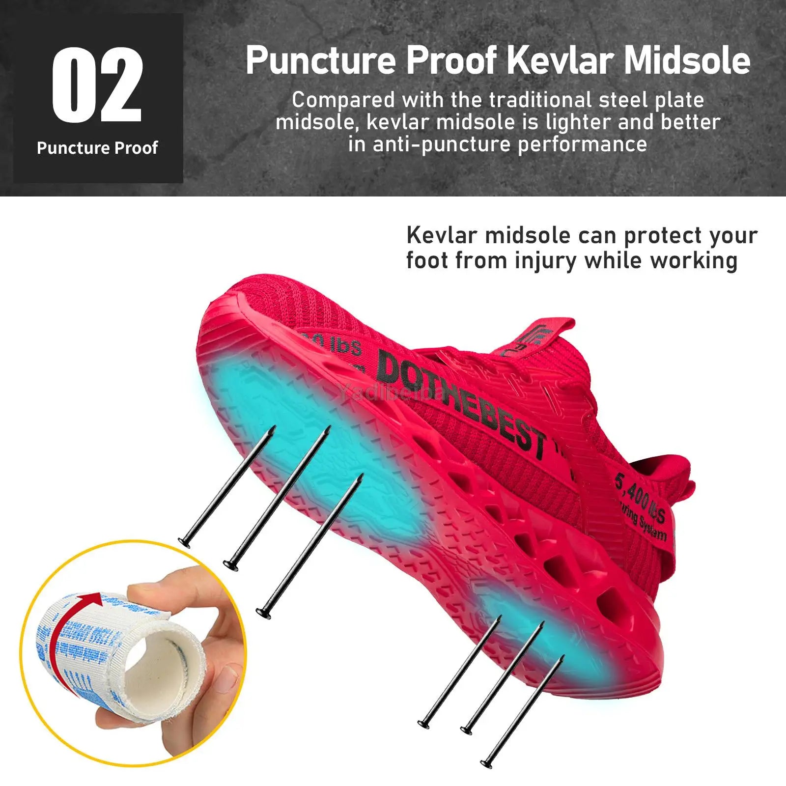 Steel Toe Safety Work Shoes – Lightweight Puncture-Proof Sneakers for Men & Women - Image 3