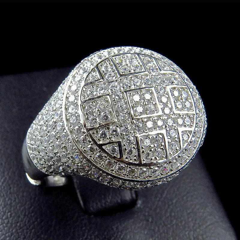 Wholesale Trendy Round Iced Out Ring – Cubic Zirconia Crystal Party Jewelry for Men - Image 5