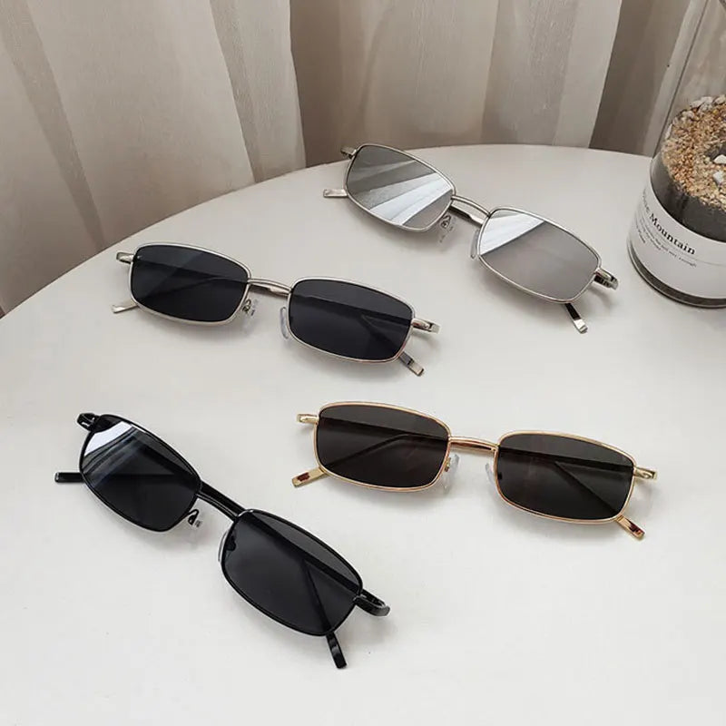 Fashion Small Rectangle Sunglasses – Vintage Metal Frame Eyewear for Men & Women - Image 2