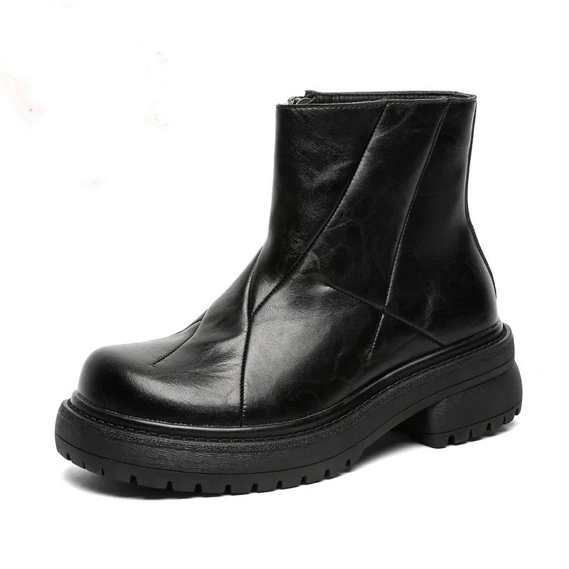 Big Size Men’s Chelsea Boots – Genuine Leather Hip Hop Rock Platform Cowboy Boots - Image 5