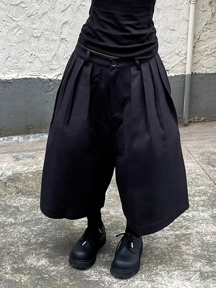 REDDACHiC Unisex Black Baggy Jorts Women Bloomers High Waist Pleated Front Plain Casual Extra-Wide Leg Short Pants Acubi Fashion - Image 2