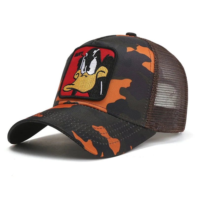 Anime Cartoon Baseball Cap – Duck Embroidered Mesh Snapback Hat for Men & Women - Image 25