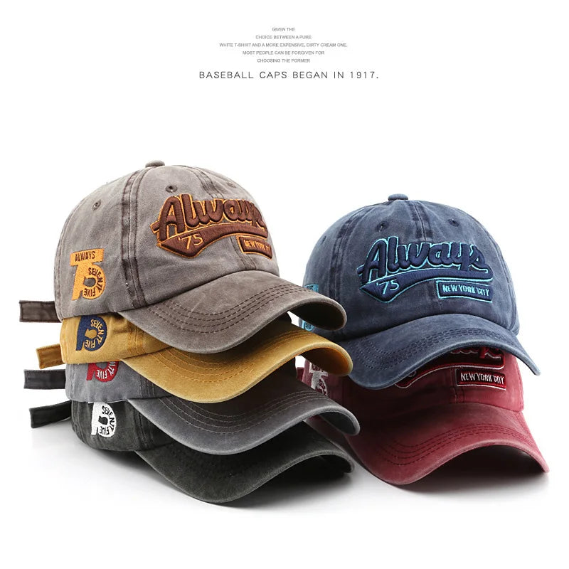 Vintage Washed Letter Embroidered Baseball Cap – Unisex Snapback Hat for Summer & Hip Hop Style