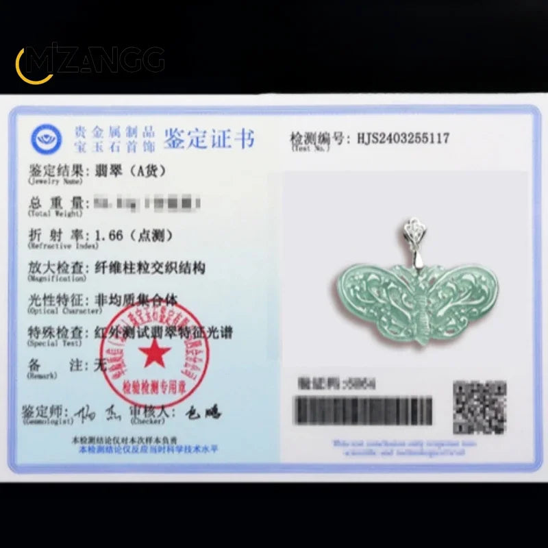 Natural 925 Silver Inlaid Jadeite Butterfly Pendant – Ice Blue Women's Necklace with Hollow Design - Image 6
