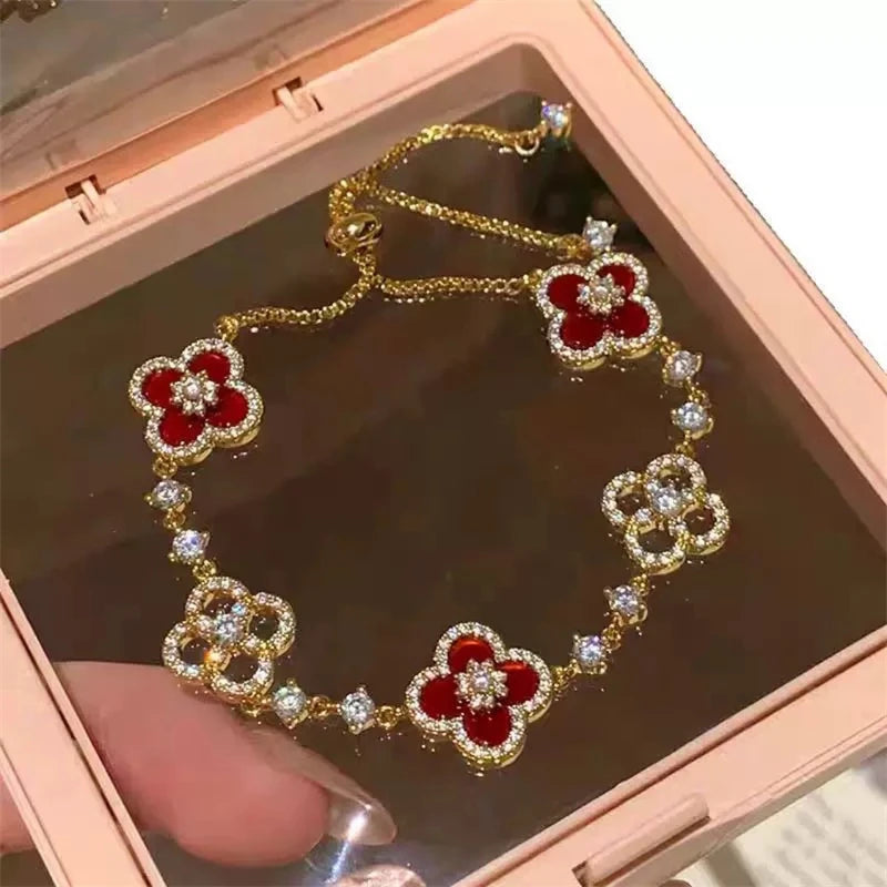 Classic Natural Shell & Crystal Flower Bracelet - Image 6