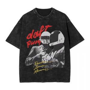 Daft Punk Vintage Washed T-Shirt – Oversized Hip Hop Harajuku Streetwear Tee for Men & Women