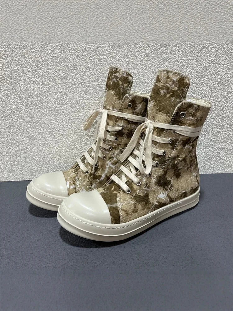 Men’s High-Top Canvas Sneakers – Unisex Lace-Up Zipper Hip Hop Designer Flats - Image 2