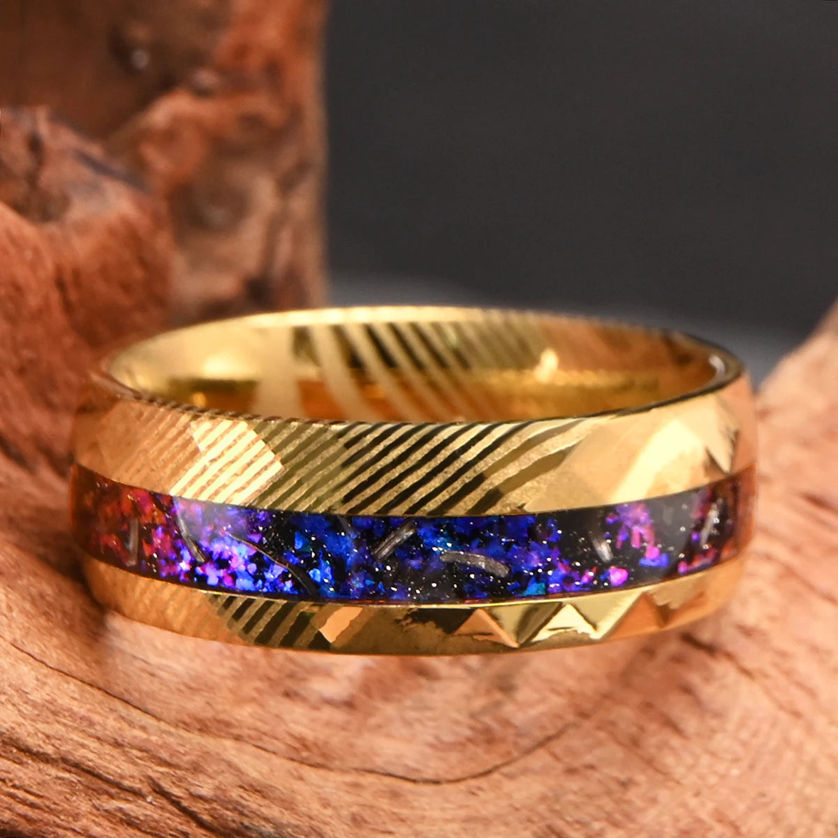 8mm Star Pattern Damascus Steel Ring – Men’s Wedding Band & High-Quality Jewelry Accessory - Image 3