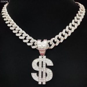 Men & Women Hip Hop Dollar Pendant Necklace