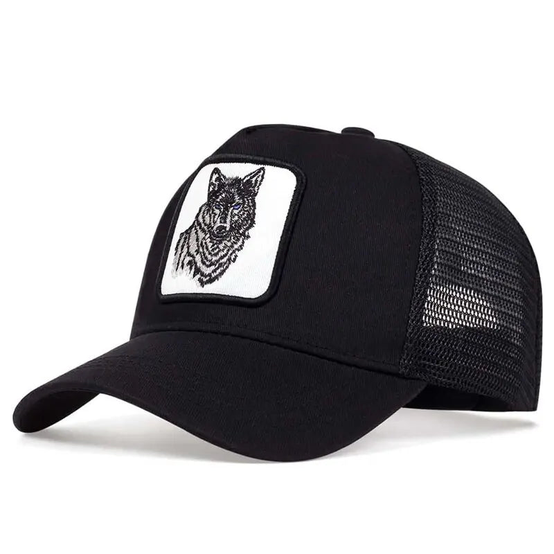 Unisex Wolf Embroidery Mesh Baseball Cap – Adjustable Outdoor Hat for Spring & Summer - Image 3