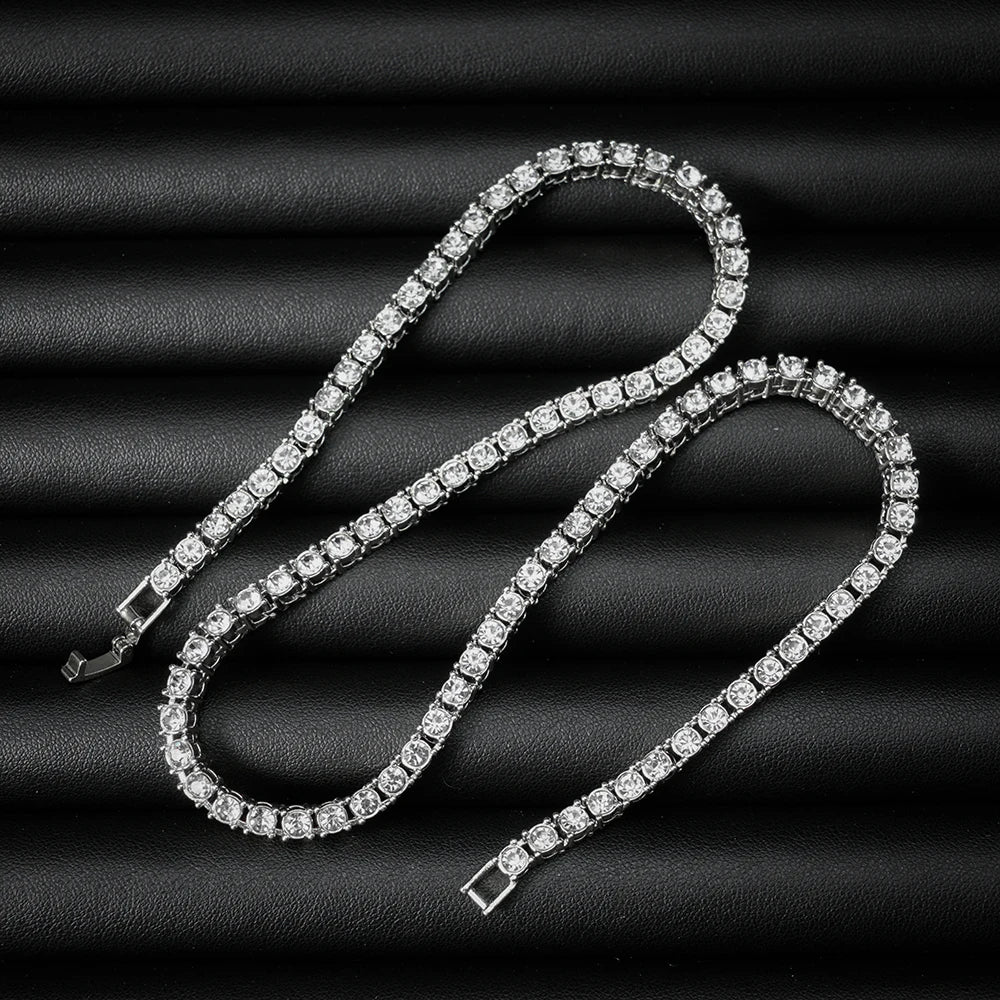 Classical 4MM Tennis Chain Iced Out Bracelet Necklace - Image 3