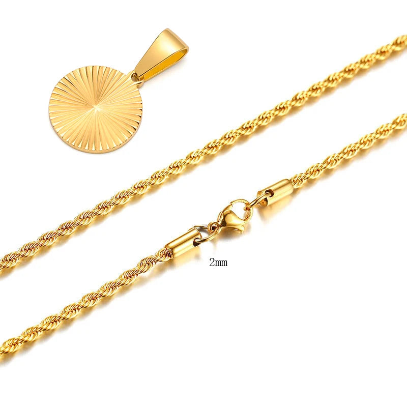 Gold-Plated Sunburst Pendant Necklace – Embossed Rectangle Charm for Men - Image 12