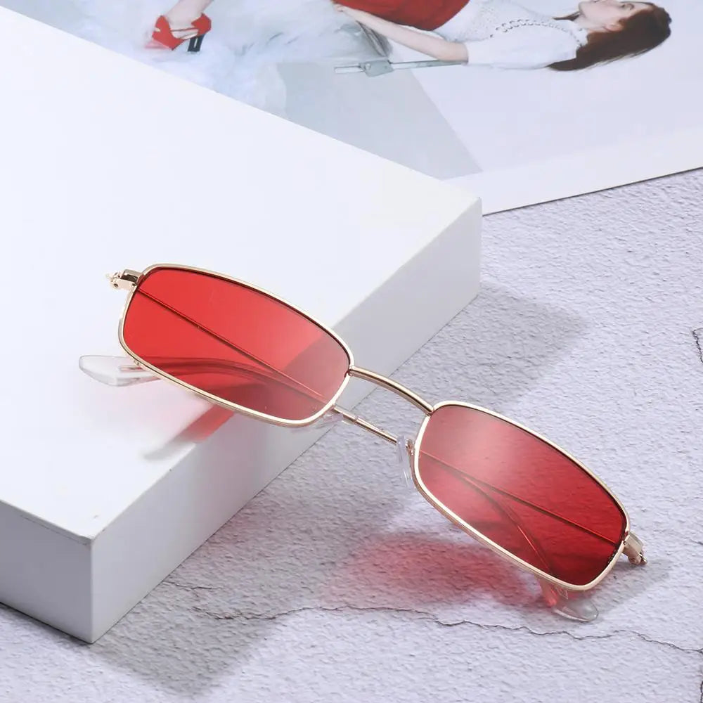 Fashion Retro Metal Frame Sunglasses – Colorful Small Rectangle UV400 Eyewear for Men & Women - Image 5
