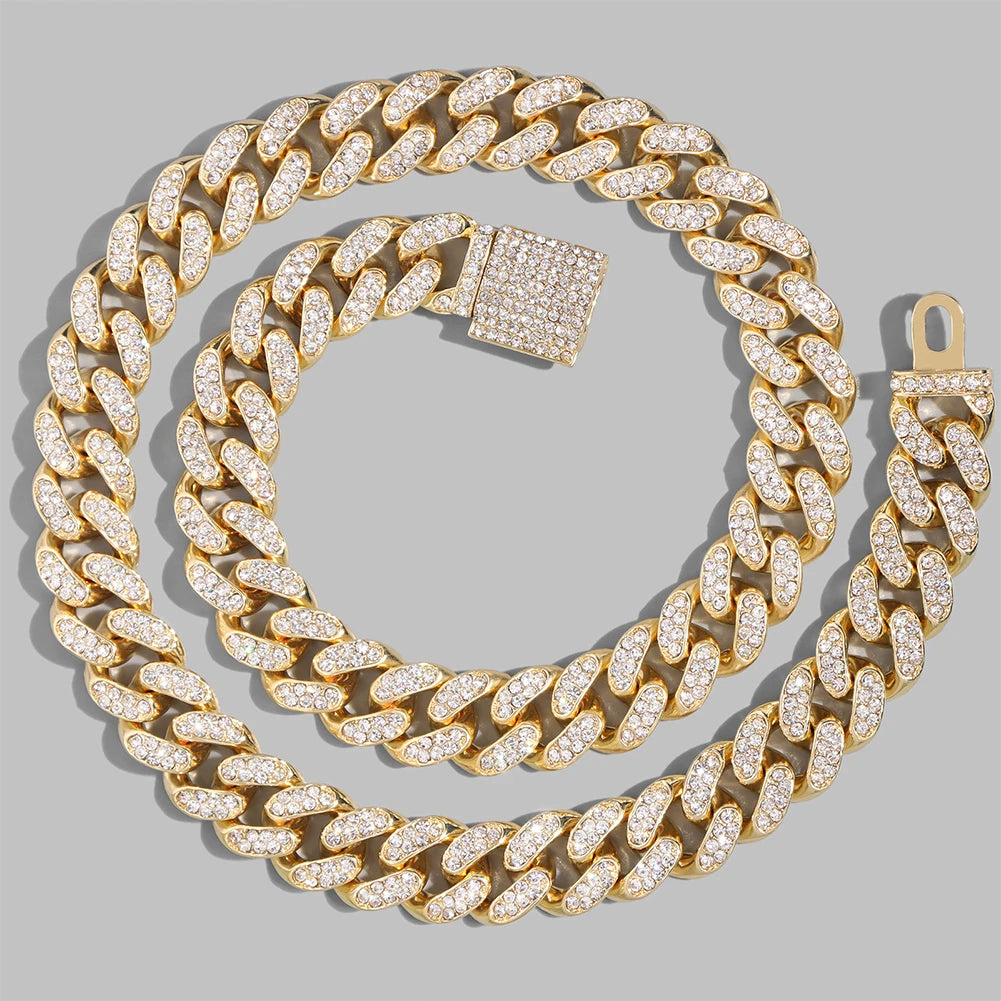 Iced Out Bling AAA Rhinestones Prong Cuban Link Chain - Image 7