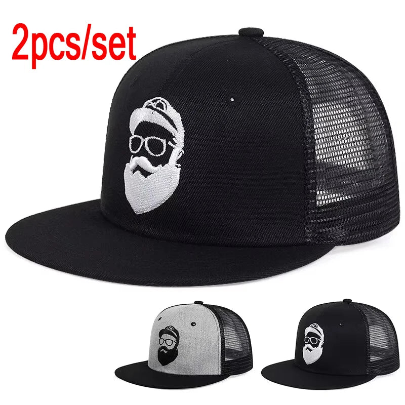 Unisex Uncle Beard Embroidery Mesh Baseball Cap – Adjustable Hip-Hop Outdoor Hat