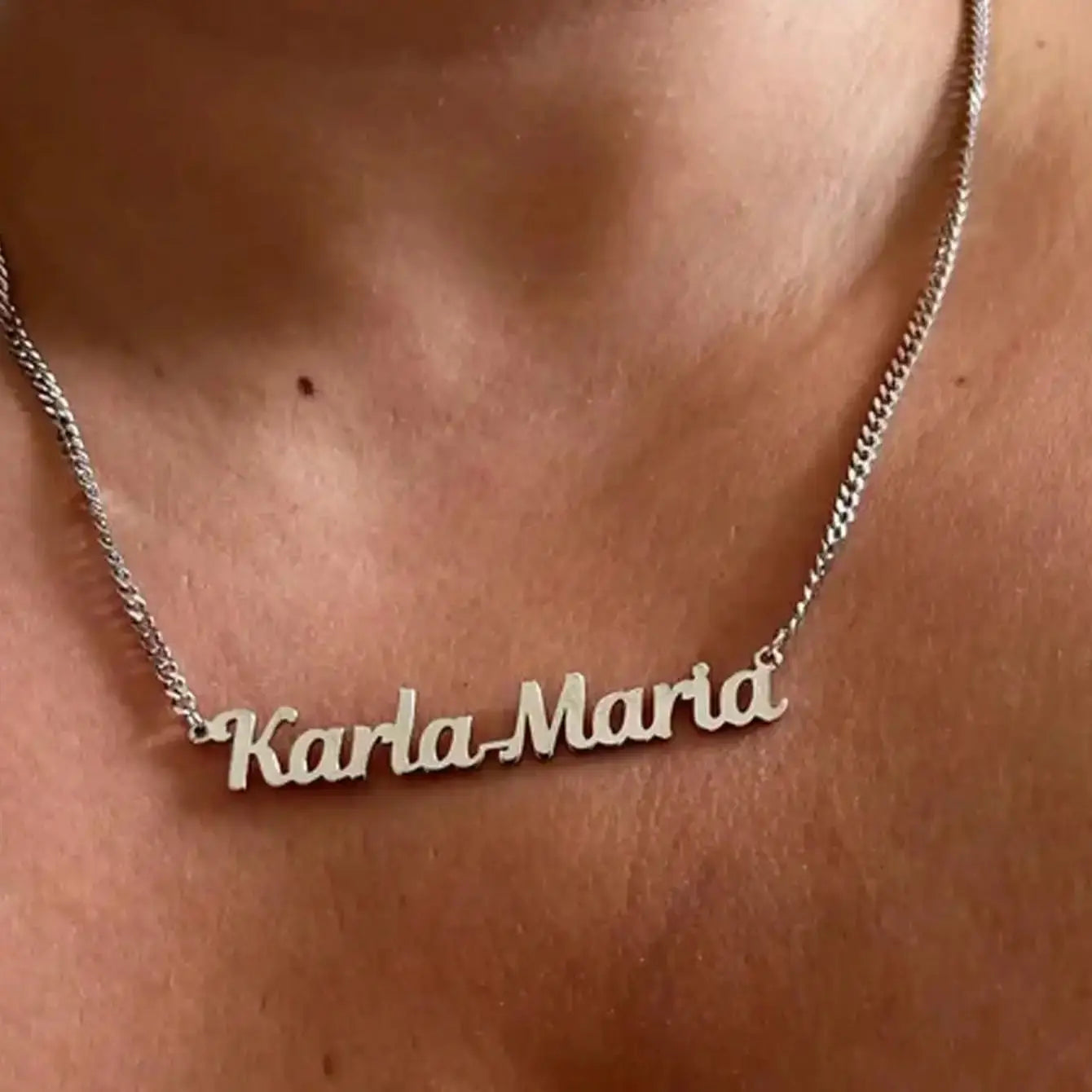 Personalized 18K Gold Name Necklace – Custom Gothic Font with Curb Chain - Image 6