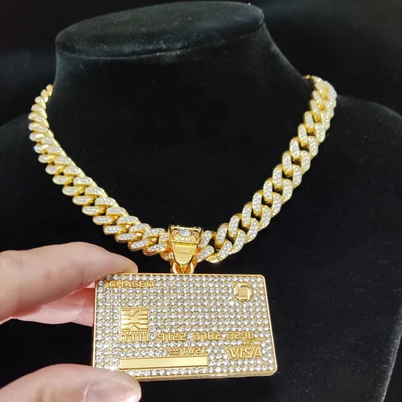 New Men’s Hip Hop Bank Card Pendant Necklace - Image 10