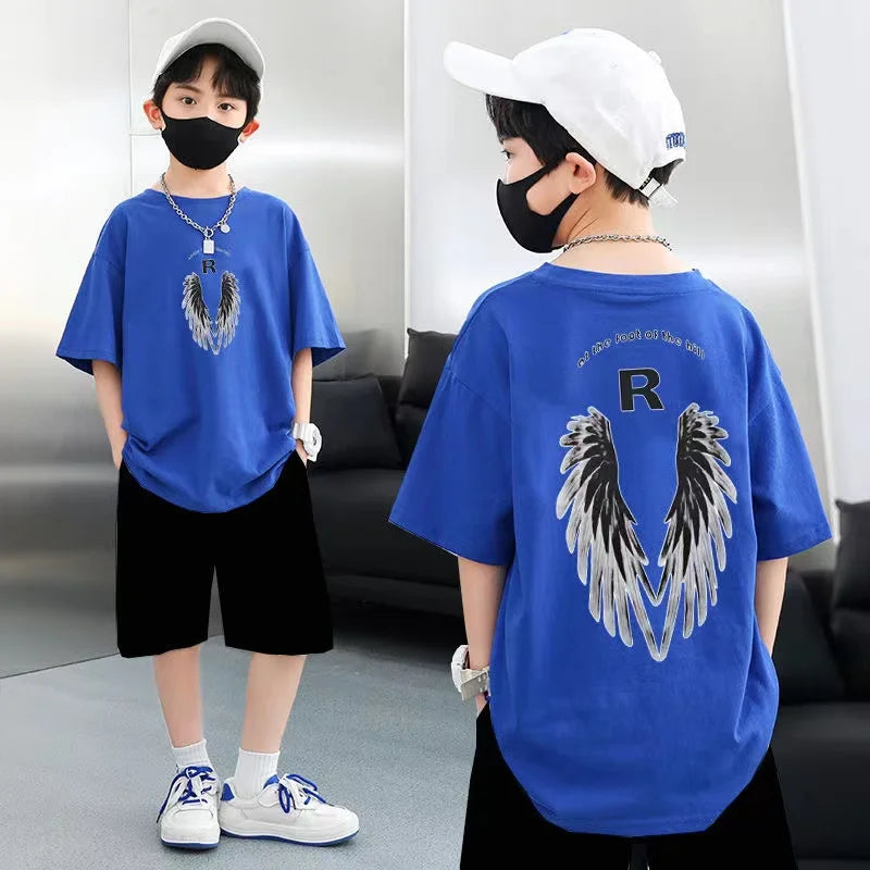 Summer Kid Boys Clothes Set Children Girls Wing Printed Short Sleeve T-Shirts And Shorts 2 Pieces Suit Baby Tracksuits - Image 5