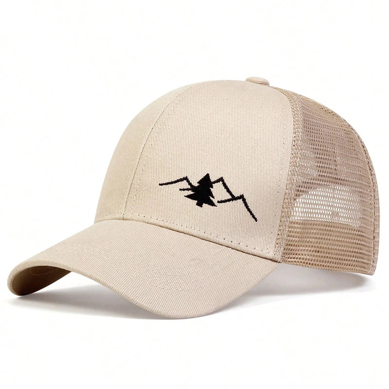 Mountain Embroidered Mesh Baseball Cap – Unisex Summer Snapback Hat for Sports & Streetwear - Image 8