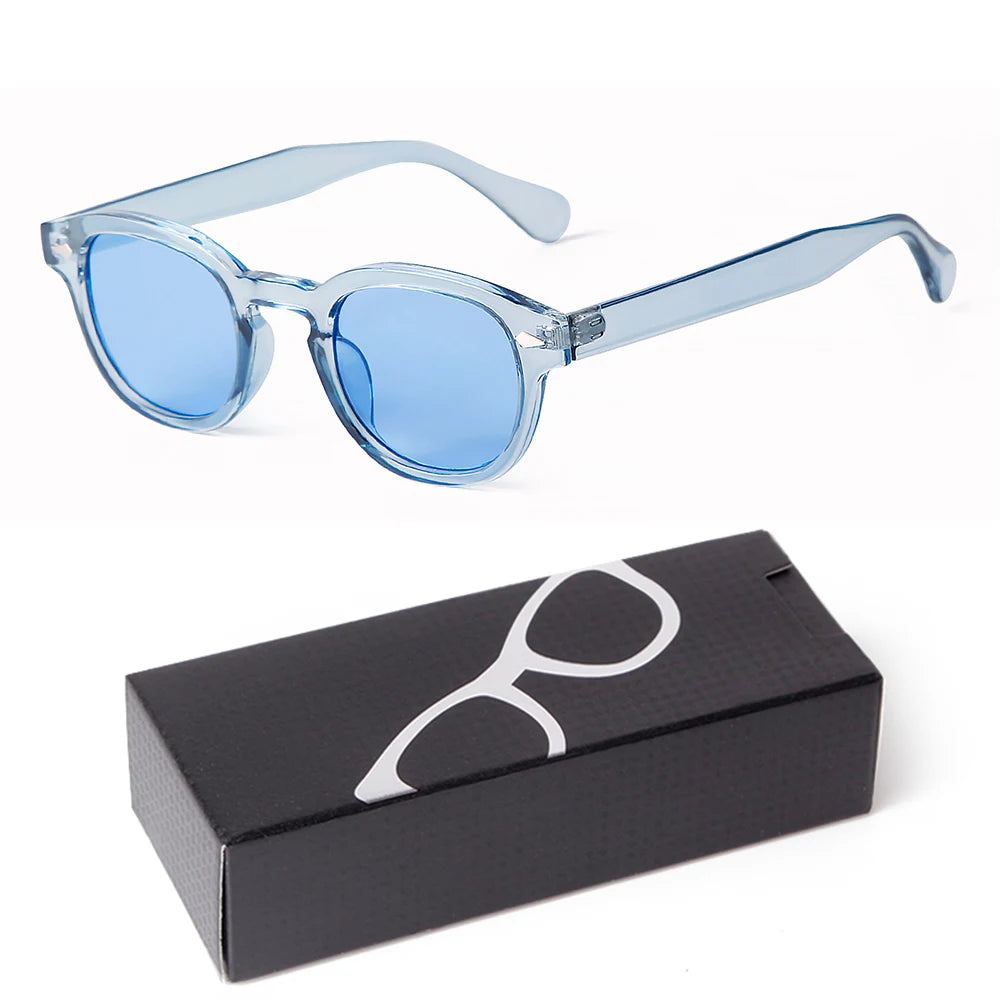 Fashion Gradient Blue Small Round Sunglasses – Unisex Vintage-Inspired Designer Eyewear - Image 30