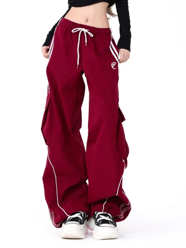 Vintage Hip Hop Cargo Pants – Unisex Wide-Legged Drawstring Street Dance Pants - Image 4