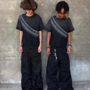Y2K Harajuku Gothic Punk Graphic T-Shirt – Oversized Streetwear Tee for Men