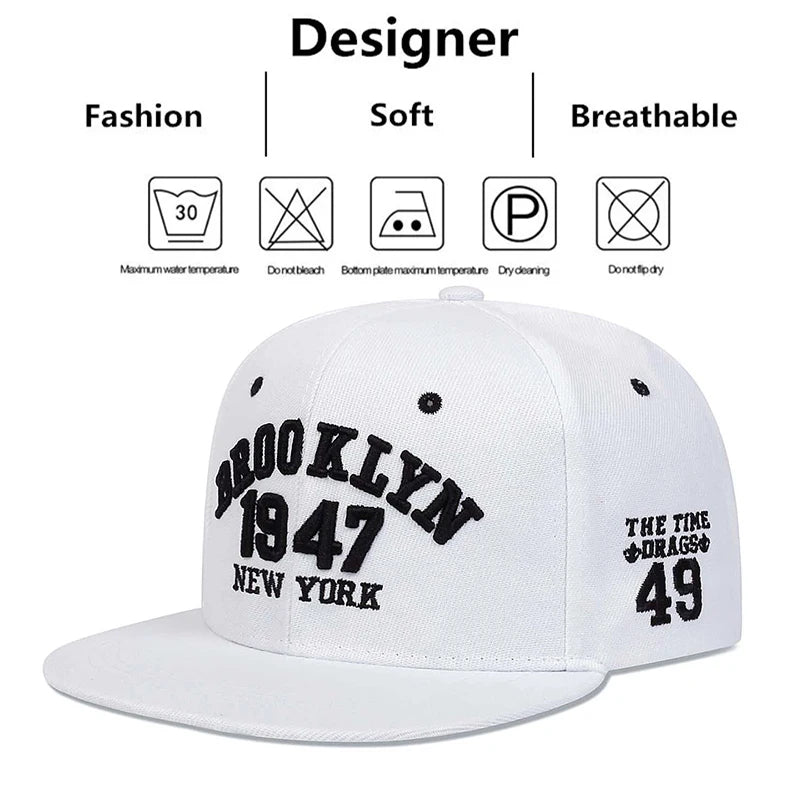 1947 Brooklyn Embroidery Snapback Hat – High-Quality Adjustable Baseball Cap for Men - Image 2