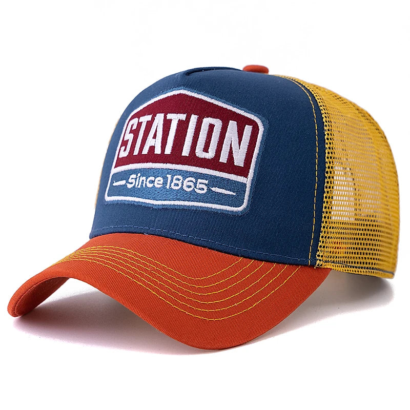 Classic STATION Letter Pattern Mesh Baseball Cap – Unisex Breathable Summer Trucker Hat - Image 10