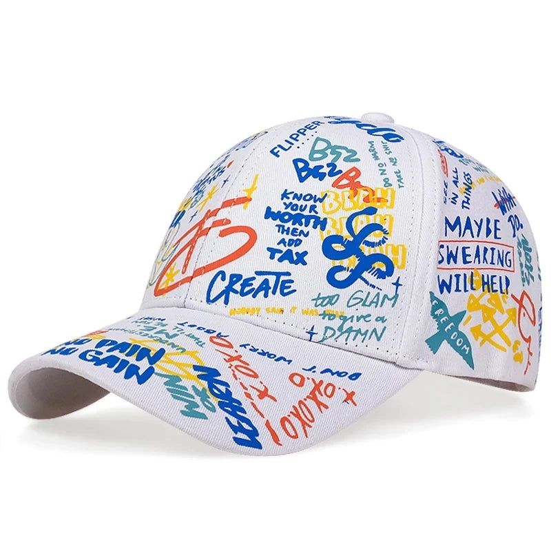 Fashion Graffiti Letter Baseball Cap – Unisex Cotton Snapback Hip Hop Hat for Spring - Image 6