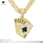 18K Gold Plated Spades Playing Card Necklace – Hip-Hop Iced Out Trend Jewelry for Men