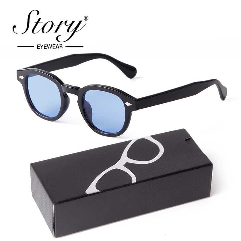 Fashion Gradient Blue Small Round Sunglasses – Unisex Vintage-Inspired Designer Eyewear - Image 3