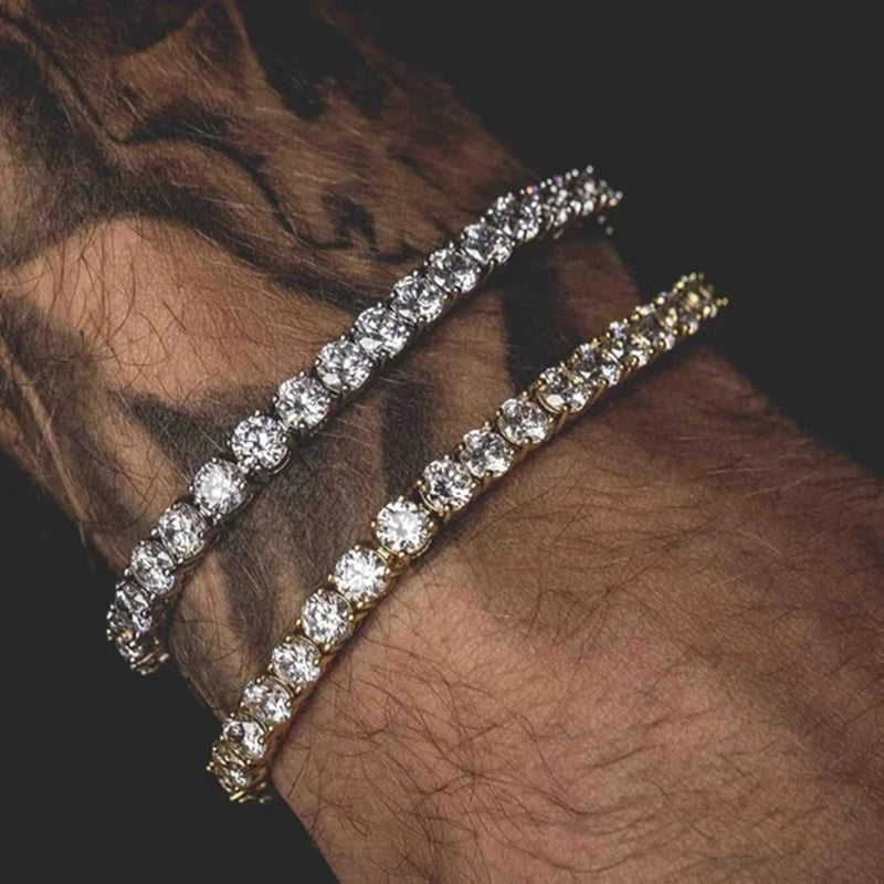 Hip Hop Iced Out Tennis Bracelet for Men – 3/4/5mm Cubic Zirconia Streetwear Jewelry
