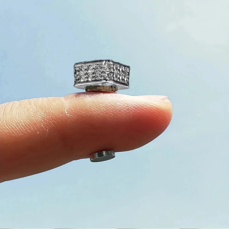 Ice Out Magnetic Fake Earrings – Non-Piercing Hip Hop Rock Jewelry for Men & Women - Image 3