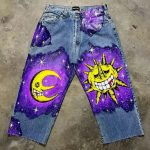 Y2K High Street Goth Harajuku Printed Baggy Jeans – Unisex Wide-Leg High Waist Casual Pants