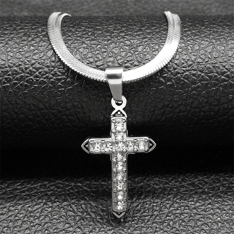 Vintage Shiny Zircon Jesus Cross Necklace - Image 8