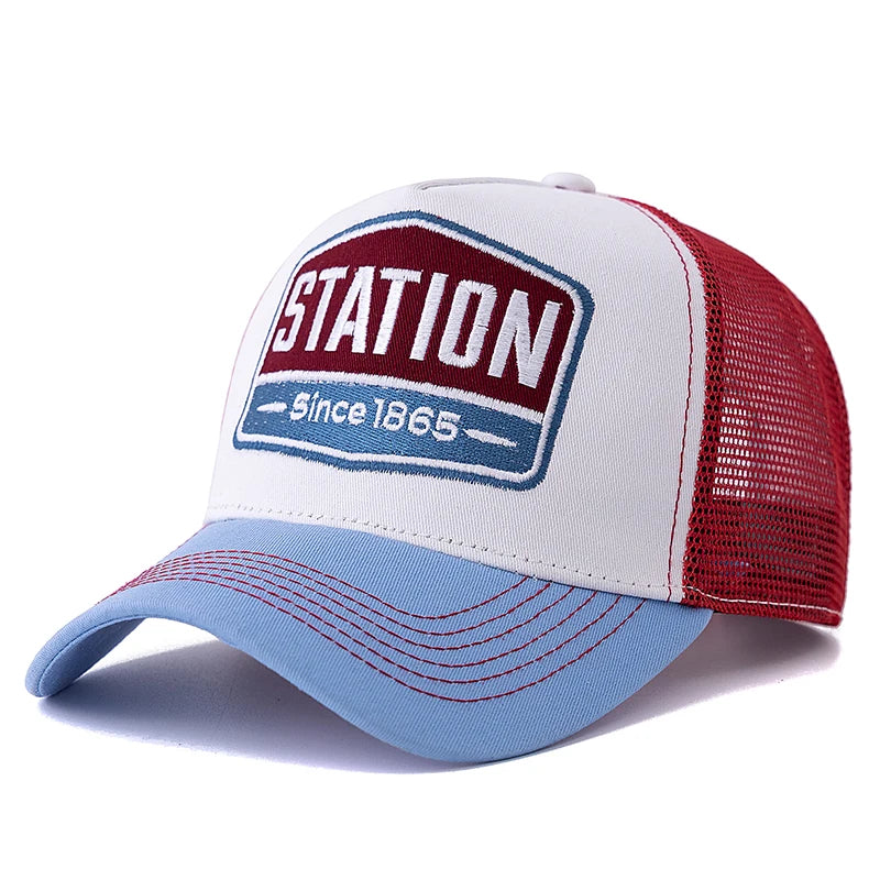 Classic STATION Letter Pattern Mesh Baseball Cap – Unisex Breathable Summer Trucker Hat - Image 7
