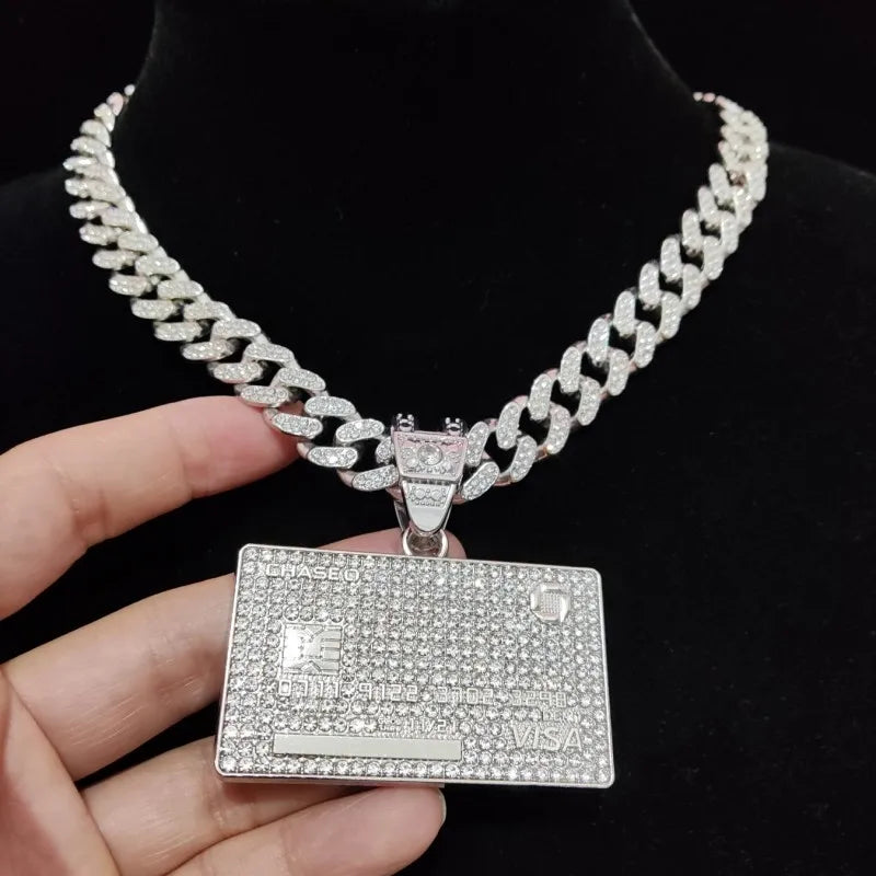 New Men’s Hip Hop Bank Card Pendant Necklace - Image 9