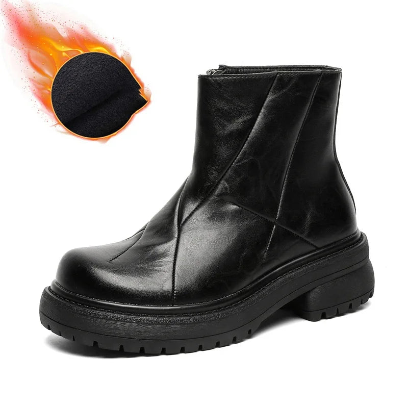 Big Size Men’s Chelsea Boots – Genuine Leather Hip Hop Rock Platform Cowboy Boots - Image 6