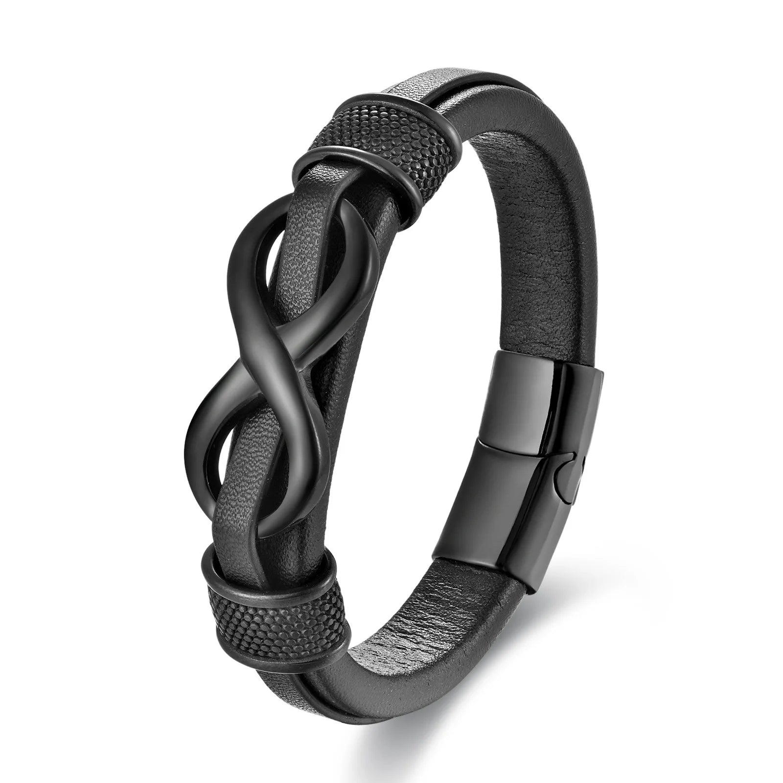 Classic Stainless Steel Leather Bracelet – Men's Chain Wristband Business Charm Jewelry for Dad or Boyfriend - Image 4