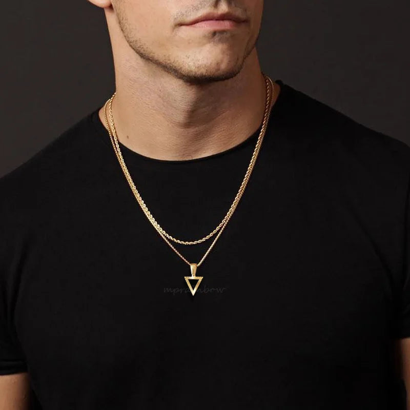 Gold-Plated Sunburst Pendant Necklace – Embossed Rectangle Charm for Men - Image 2